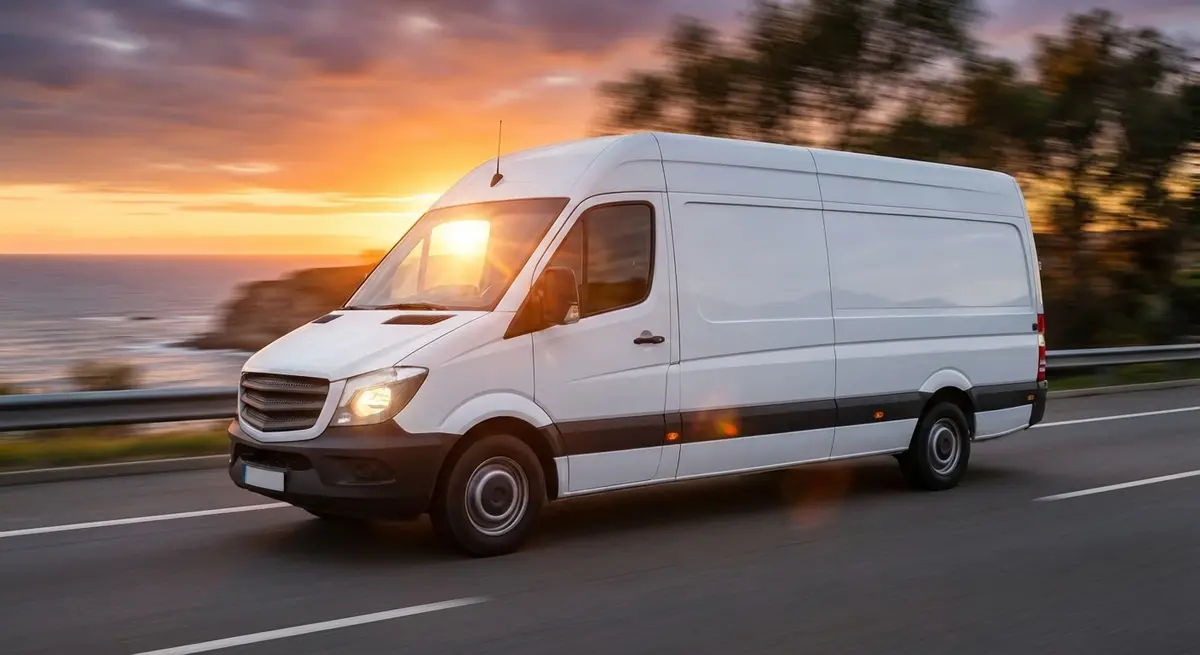 Ein weißer Kühltransporter, der für Healthcare-Transporte geeignet ist.